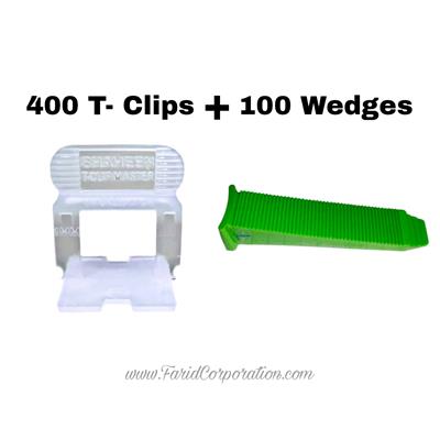 400x T-Clips + 100x Wedges Shaheen Tile Leveling System 