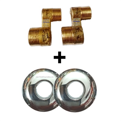 Brass eccentric connector for wall mixer with CP flange | Shower mixer gody | Mixer wall leg shower elbow extension angle 1/2"-3/4"