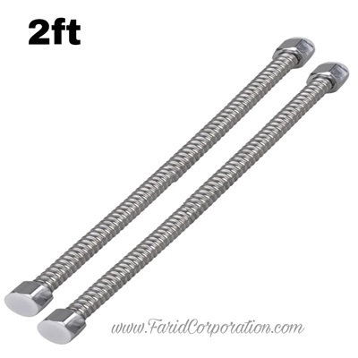 24" Long Stainless Steel Flexible pipe for water geyser 1/2" Thread Size