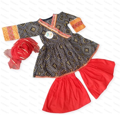 Chunri lawn peplum with garara