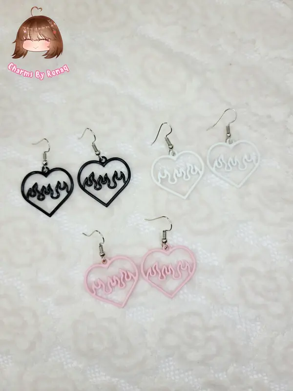 Flame Heart Earrings 