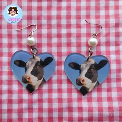 Heart Cow Earrings 