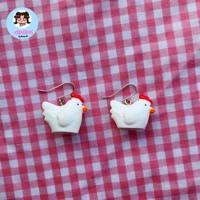 3D Chicken Hen Earrings 