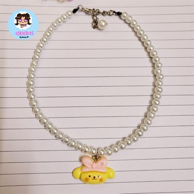 Sleepy Sanrio Pompompurin Pearls Necklace 