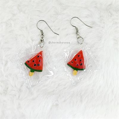 Watermelon Popsicle Baggie Earrings 