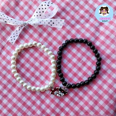 Sanrio Set of 2 Magnetic Kuromelly Matching Charm Pearl Bracelets 