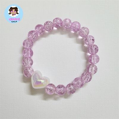 "Heart Candy" Bracelet - Light Purple with White Heart