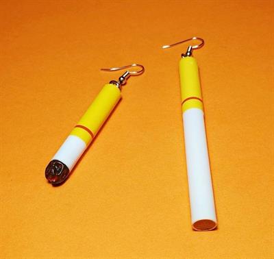 Mismatched 3D Cigarette Earrings 