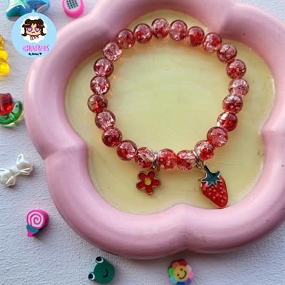 Crystalline Bubbly Bracelet - Red Strawberry and flower