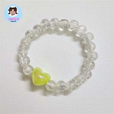 "Heart Candy" Bracelet - Transparent with Yellow heart