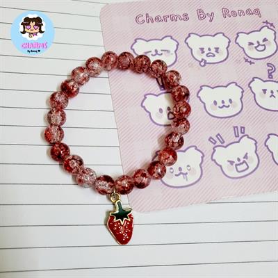 Crystalline Bubbly Bracelet - Red Strawberry and flower