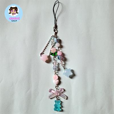 Pink and Blue Gummy Bear 2 in 1 Phone Charm and Keychain 