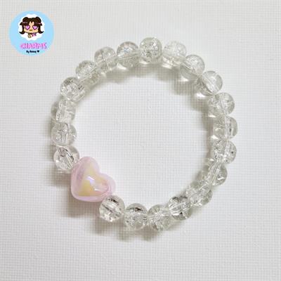 "Heart Candy" Bracelet - Transparent with Pink Heart