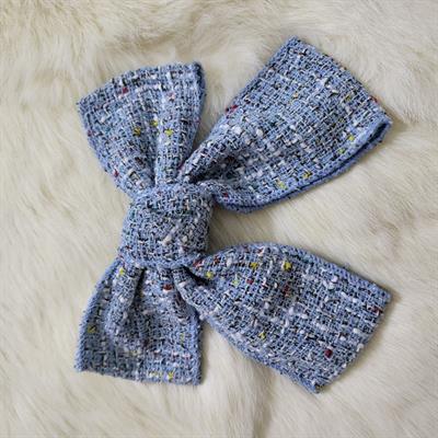 Blue French Barrette Style Hair Bow Clip