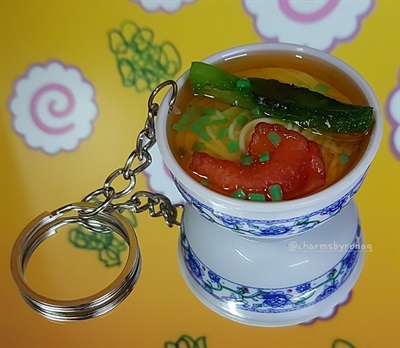 Chicken Noodle Ramen Bowl Keychain 