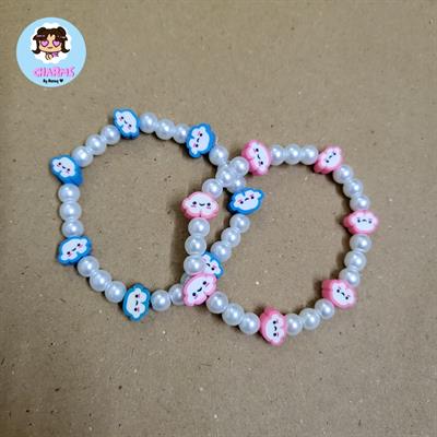 Pink and Blue Cloud Matching Bracelets 