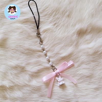 Baby Bunny Rabbit Coquette Pink Bow Pearl Phone Charm NewJeans Bunnies Kpop 