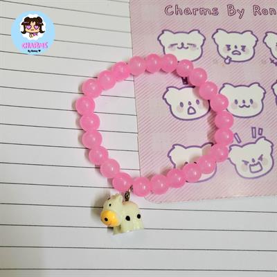 Bubbly Bracelet - Pink with Cow