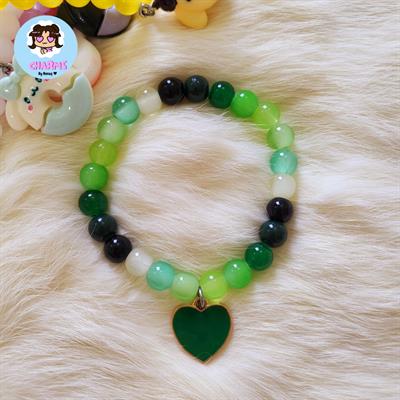 Ombre Green Bubbly Bracelet - Green Heart