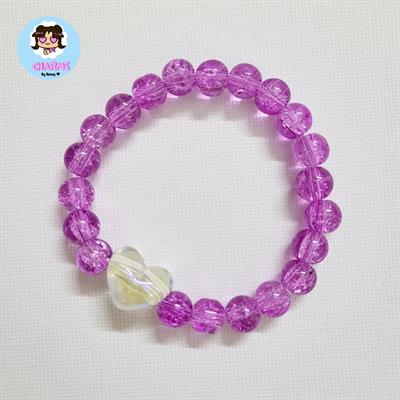 "Heart Candy" Bracelet - Dark Purple with Holographic Heart