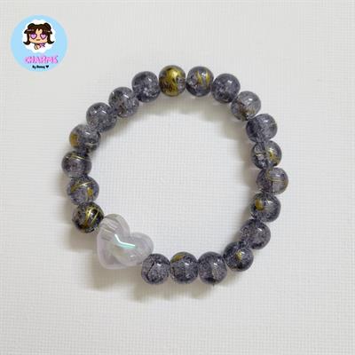 "Heart Candy" Bracelet - Grey with Grey Heart