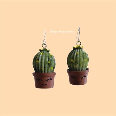 3D Cactus Smiling Pot Earrings 