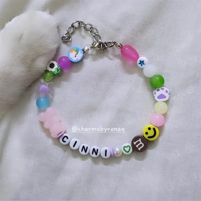 Custom Text Cat Beaded Collar Necklace 