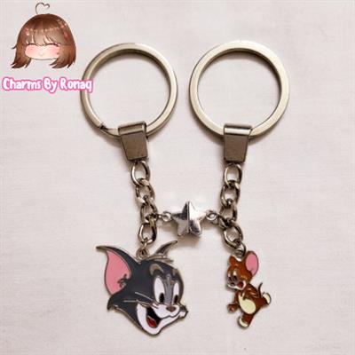 Set of 2 Tom & Jerry Matching Keychains with Magnetic Stars ☆