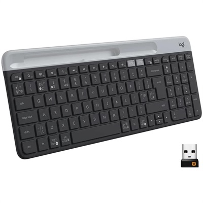 Logitech K580 Slim Multi-Device Wireless Bluetooth/USB Receiver 24 Month Battery For Desktop, Tablet, Smartphone & Laptop AR/EN