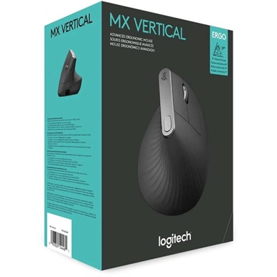 Logitech MX Vertical Wireless Mouse Advanced Ergonomic Design Reduces Muscle Strain Rechargeable, Graphite