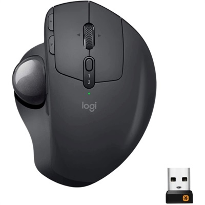 Logitech MX Ergo Wireless Trackball Mouse Adjustable Ergonomic Design Rechargeable, Graphite - Black