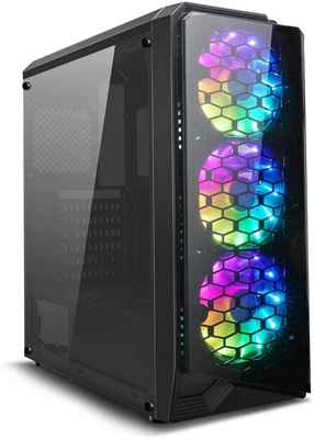DarkFlash Water Square 5 Black ATX Mid-Tower Desktop Computer Gaming Case