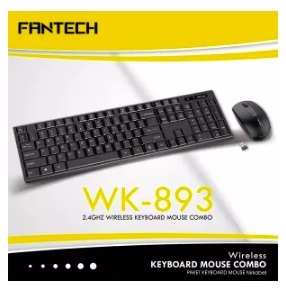 Fantech WK-893 Wireless Keyboard Mouse Combo 2.4GHz Slient Click Powe Saver Plug & Play - Black