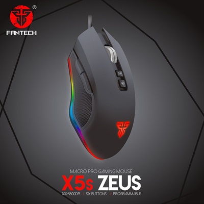 Fantech Zeus X5s Macro Programmable RGB Gaming Mouse 200-4800DPI, Six Macro Programmable Buttons, 10