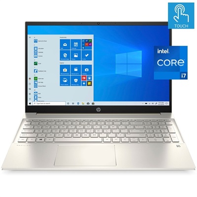 HP Pavilion 15-EG0070WM Laptop 11th Gen Intel Core i7-1165G7, 8GB, 512GB SSD, 15.6" FHD IPS Touchscreen, Windows 11, Backlit KB, Lunar Gold