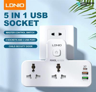 LDNIO 2 AC Outlets Portable Extension Power Socket