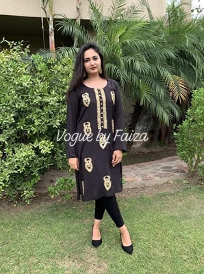 Black with Copper Embroidery Kurta