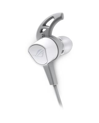 ASUS ROG Cetra II Core Moonlight White in-ear gaming headphones.