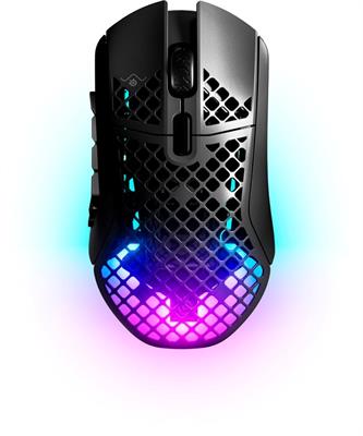 SteelSeries - Aerox 9 Wireless Ultra Lightweight Honeycomb Water Resistant RGB Optical Gaming Mouse With 18 Programmable Buttons - Black