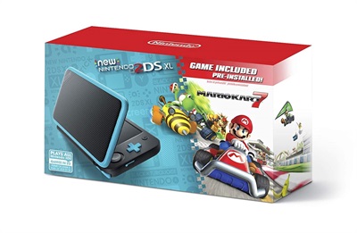 New Nintendo 2DS XL - Black + Turquoise With Mario Kart 7 Pre-installed - Nintendo 2DS