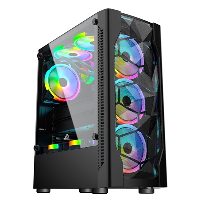 1st Player DKD4 with (4) G6 RGB Fans ATX Gaming Case (Black Color)