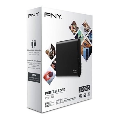 PNY Pro Elite USB 3.1 Gen 2 Type-C 250GB Portable SSD