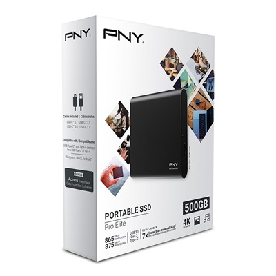 PNY Pro Elite USB 3.1 Gen 2 Type-C 500GB Portable SSD