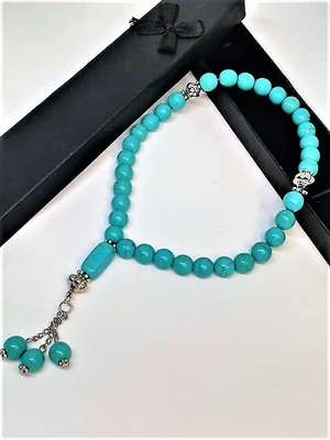 Blue Turquoise Prayer Bead