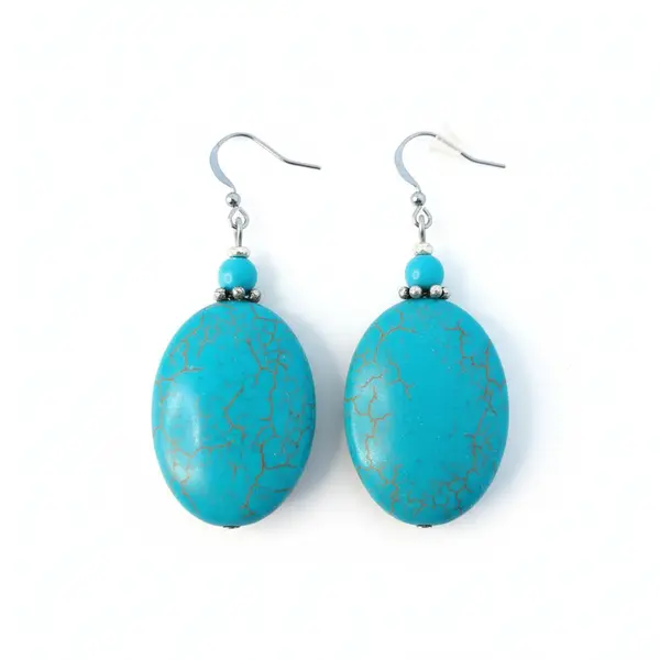 Natural Turquoise Oval Earrings