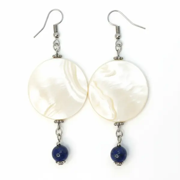 Natural Shell & Lapis Lazuli Drop Earrings