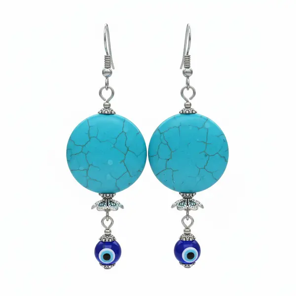 Turquoise & Evil Eye Protection Drop Earrings