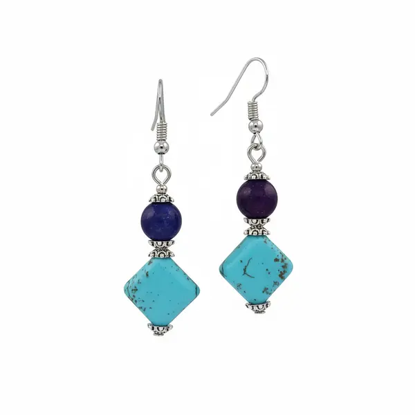 Turquoise & Lapis Lazuli Drop Earrings