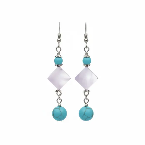 Natural Shell & Turquoise Drop Earrings