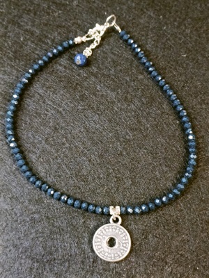 Choker - Navy blue silver coin